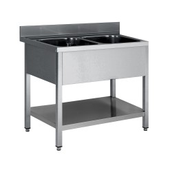 PLONGE INOX 304 DEMONTABLE, 2 BACS 500X500X300 MM DCPL127-2B-ETP L2G