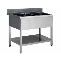 PLONGE INOX 304 DEMONTABLE, 2 BACS 600X500X300 MM DCPL147-2B-ETP L2G
