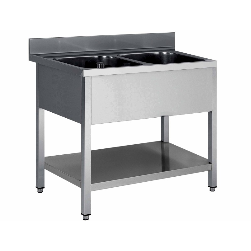 PLONGE INOX 304 DEMONTABLE, 2 BACS 600X500X300 MM DCPL147-2B-ETP L2G PLONGE INOX 304 DEMONTABLE, 2 BACS 600X500X300 MM DCPL147-2B-ETP L2G
