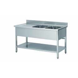 PLONGE INOX 304 DEMONTABLE, 2 BACS 400X400X250 MM DCPL156-2BD-ETP L2G