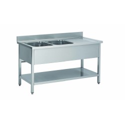 PLONGE INOX 304 DEMONTABLE, 2 BACS 500X400X250 MM DCPL206-2BG-ETP L2G