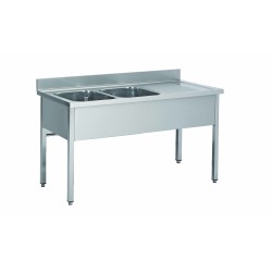 PLONGE INOX 304 DEMONTABLE, 2 BACS 600X500X300 MM DCPL207-2BG L2G