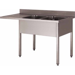PLONGE INOX 304 DEMONTABLE ENCASTREMENT LV,2 BACS DCPLV166-2BD L2G