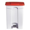 POUBELLE BLANCHE POLYPROPYLENE 90L COUVERCLE ROUGE DIFP90R L2G