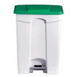 POUBELLE BLANCHE POLYPROPYLENE 90L COUVERCLE VERT DIFP90VE L2G