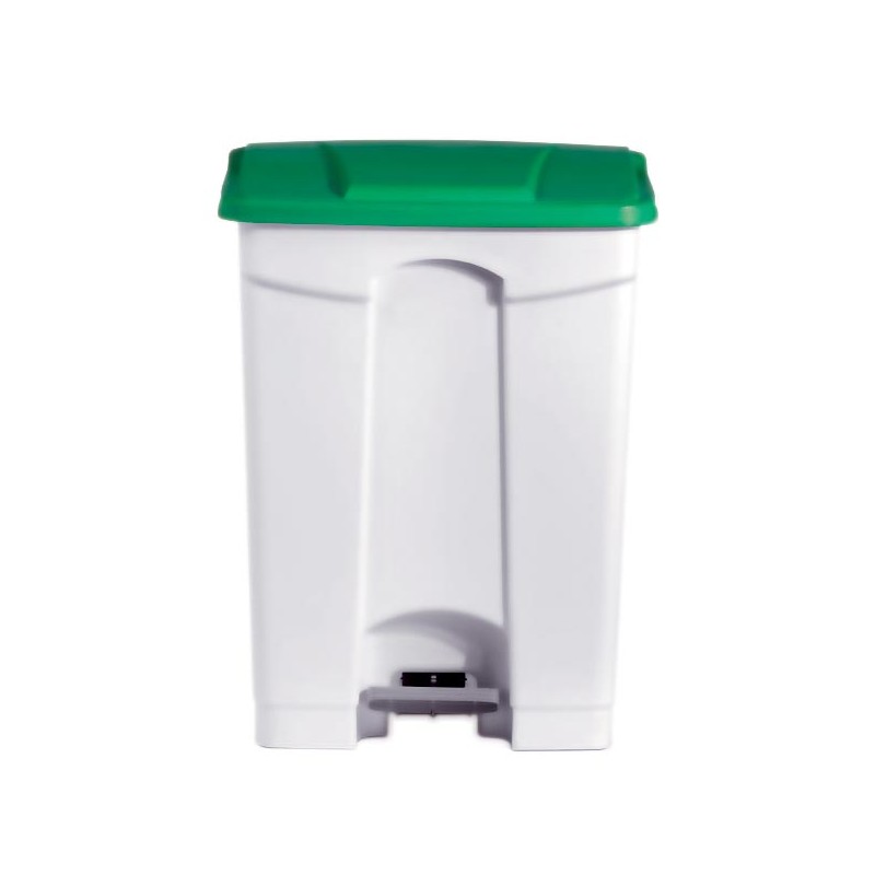 POUBELLE BLANCHE POLYPROPYLENE 90L COUVERCLE VERT DIFP90VE L2G