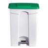 POUBELLE BLANCHE POLYPROPYLENE 90L COUVERCLE VERT DIFP90VE L2G