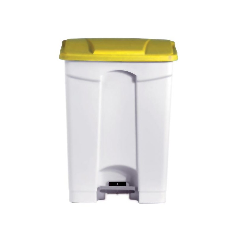 POUBELLE BLANCHE POLYPROPYLENE 90L COUVERCLE JAUNE DIFP90YE L2G