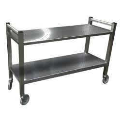 CHARIOT INOX 2 PLATEAUX PERFOREES 1230X460 F-CHAR2PONTS L2G