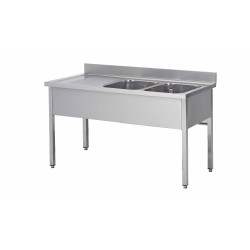PLONGE INOX SOUDEE, 2 BACS 400X400X250 MM F-SPL146-2BD L2G