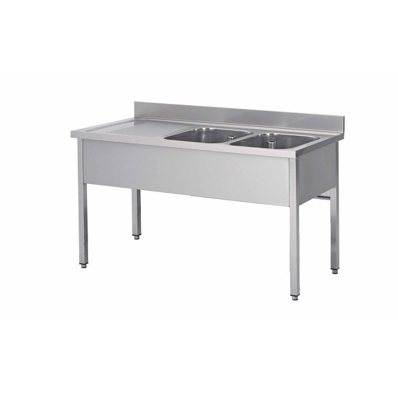 PLONGE INOX SOUDEE, 2 BACS 400X400X250 MM F-SPL146-2BD L2G PLONGE INOX SOUDEE, 2 BACS 400X400X250 MM F-SPL146-2BD L2G
