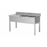PLONGE INOX SOUDEE, 2 BACS 400X400X250 MM F-SPL146-2BD L2G
