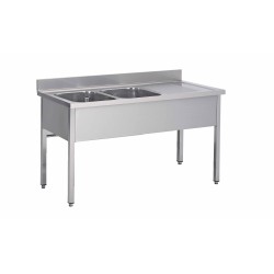 PLONGE INOX SOUDEE, 2 BACS 400X400X250 MM F-SPL146-2BG L2G