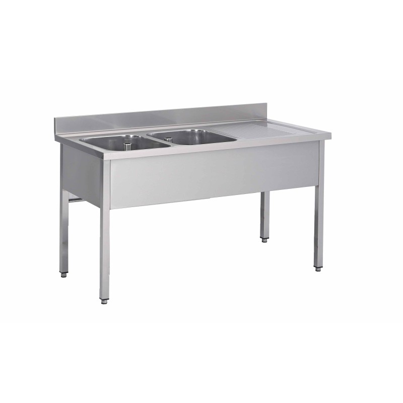 PLONGE INOX SOUDEE, 2 BACS 400X400X250 MM F-SPL146-2BG L2G PLONGE INOX SOUDEE, 2 BACS 400X400X250 MM F-SPL146-2BG L2G