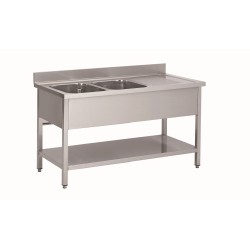 PLONGE INOX SOUDEE, 2 BACS 400X400X250 MM F-SPL146-2BG-ETP L2G