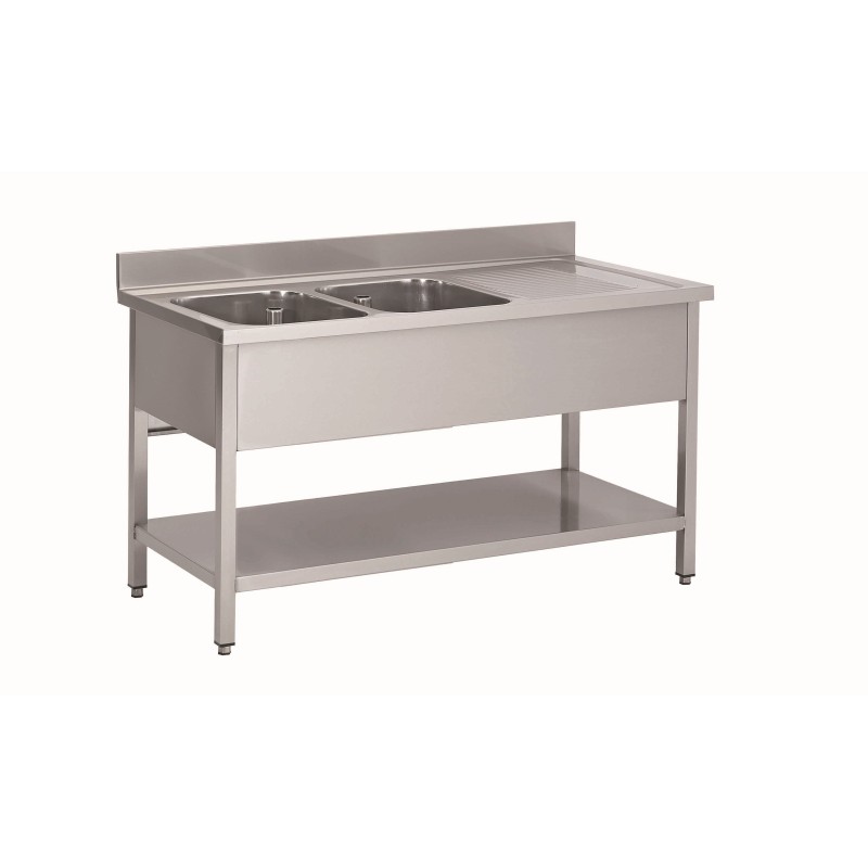 PLONGE INOX SOUDEE, 2 BACS 400X400X250 MM F-SPL146-2BG-ETP L2G PLONGE INOX SOUDEE, 2 BACS 400X400X250 MM F-SPL146-2BG-ETP L2G