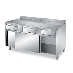 MEUBLE BAS INOX ADOSSE, 2 PORTES COULISSANTES F-TFI.10AFLX L2G
