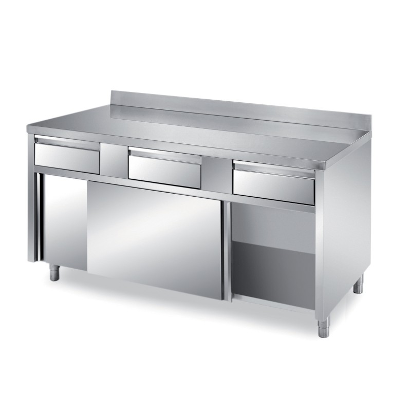 MEUBLE BAS INOX ADOSSE, 2 PORTES COULISSANTES F-TFI.10AFLX L2G MEUBLE BAS INOX ADOSSE, 2 PORTES COULISSANTES F-TFI.10AFLX L2G