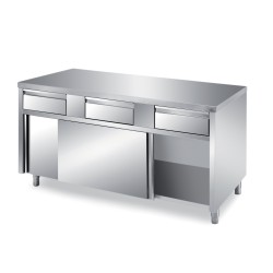 MEUBLE BAS INOX CENTRAL, 2 PORTES COULISSANTES F-TFI.10FLX L2G