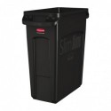Collecteur de recyclage avec conduits d\'aération Rubbermaid Slim Jim noir 60L CP652 Slim Jim