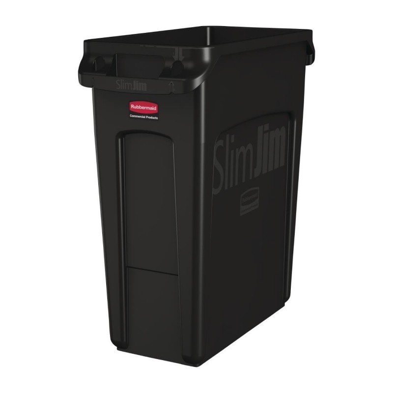 Collecteur de recyclage avec conduits d'aération Rubbermaid Slim Jim noir 60L CP652 Slim Jim Collecteur de recyclage avec conduits d'aération Rubbermaid Slim Jim noir 60L CP652 Slim Jim