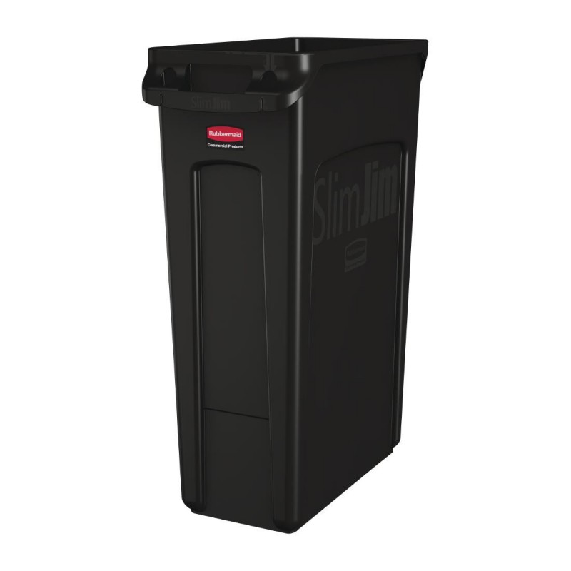 Collecteur de recyclage avec conduits d'aération Rubbermaid Slim Jim noir 87L CP653 Slim Jim