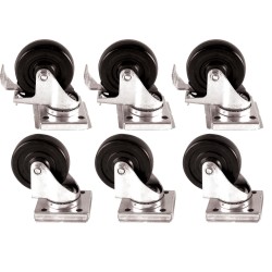 KIT DE 6 ROULETTES DONT 3 FREINEES D.100 MM GN650TN.07.02 L2G