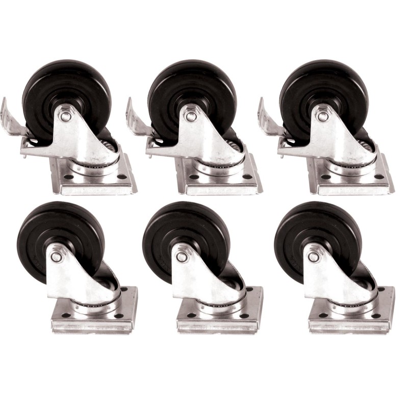 KIT DE 6 ROULETTES DONT 3 FREINEES D.100 MM GN650TN.07.02 L2G