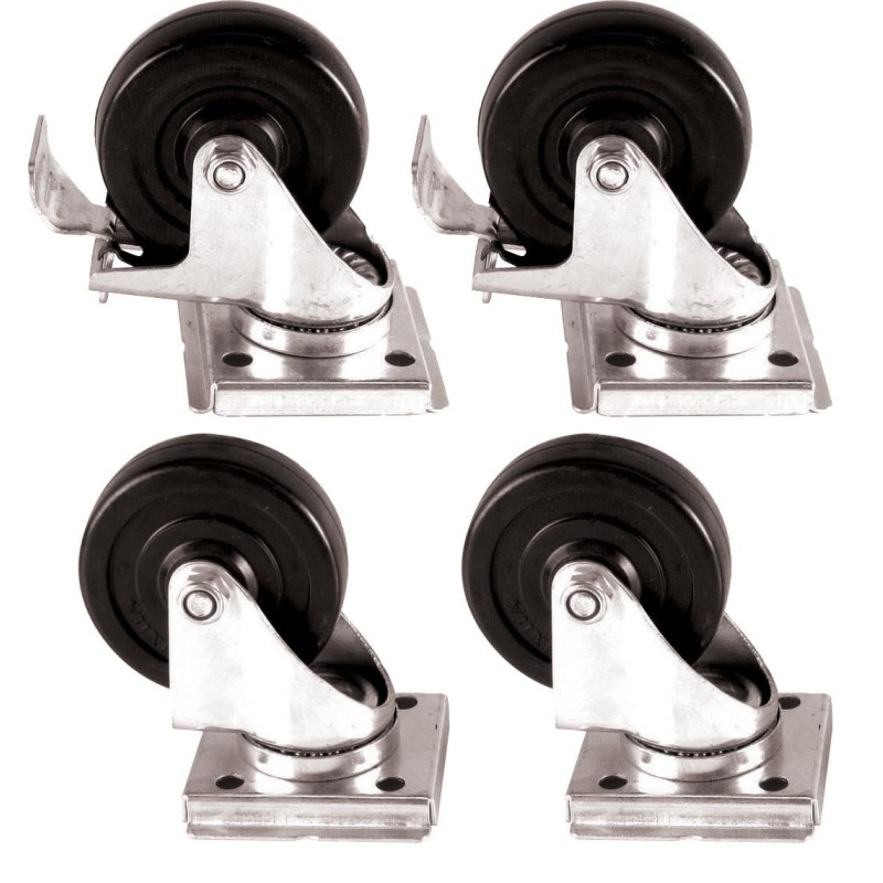 KIT DE 4 ROULETTES SUR PLATINES DONT 2 A FREINS GN650TN.07.1 L2G