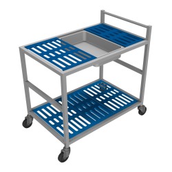 CHARIOT INOX HACCP AVEC 2 NIVEAUX DE PLATEAUX HACCP-9652N565C L2G