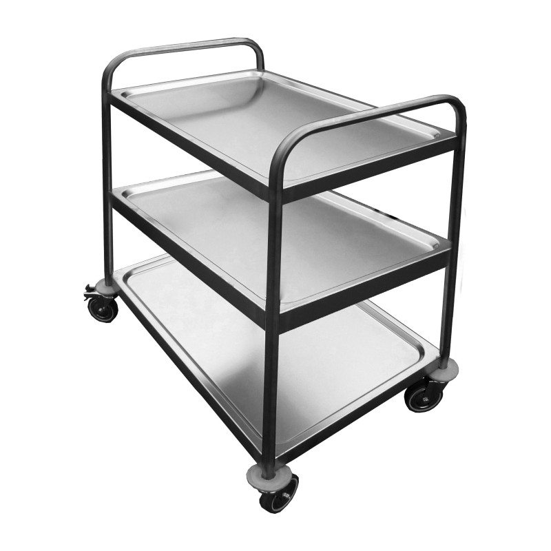 DESSERTE DEMONTABLE INOX 304, 3 PLATEAUX, 4 ROUES IP0018 L2G DESSERTE DEMONTABLE INOX 304, 3 PLATEAUX, 4 ROUES IP0018 L2G
