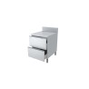 MEUBLE TIROIRS DESSUS INOX + DOSSERET 150X50MM M2TA47 L2G