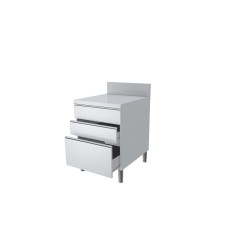 MEUBLE TIROIRS DESSUS INOX + DOSSERET 150X50MM M3TA47 L2G
