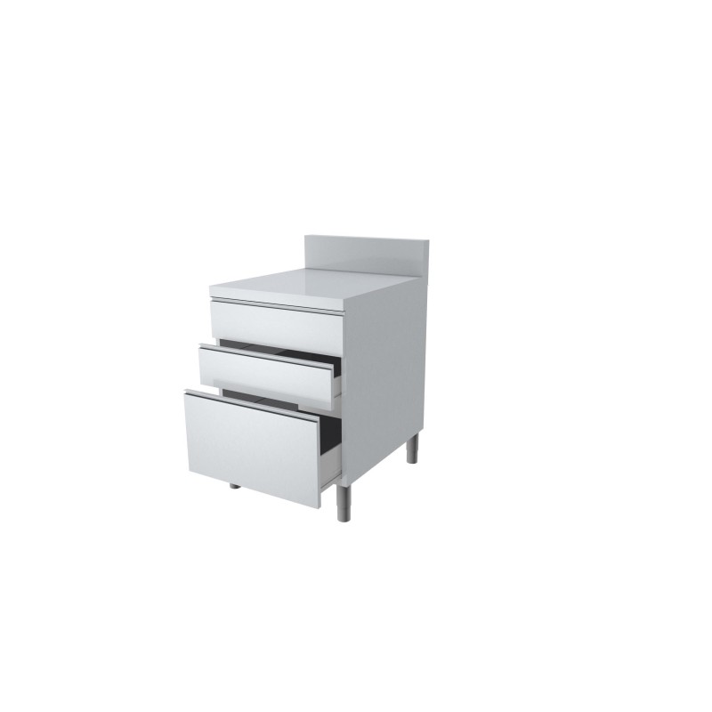 MEUBLE TIROIRS DESSUS INOX + DOSSERET 150X50MM M3TA47 L2G MEUBLE TIROIRS DESSUS INOX + DOSSERET 150X50MM M3TA47 L2G