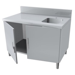 MEUBLE PLONGE,DESSUS INOX, 2P.BATTANTES AVEC 1 BAC MPA127-PBL L2G
