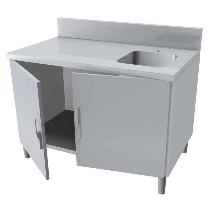 MEUBLE PLONGE,DESSUS INOX, 2P.BATTANTES AVEC 1 BAC MPA127-PBL L2G MEUBLE PLONGE,DESSUS INOX, 2P.BATTANTES AVEC 1 BAC MPA127-PBL L2G