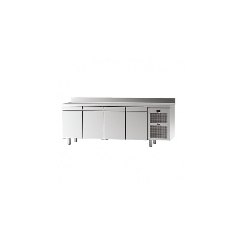 TABLE RÉFRIGÉRÉE ESSENTIAL GN 1/1 - 4 PORTES PLEINES - AVEC DOSSERET - POSITIVE 0/+10°C TGAES74P FURNOTEL
