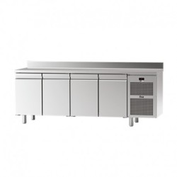 TABLE RÉFRIGÉRÉE ESSENTIAL GN 1/1 - 4 PORTES PLEINES - AVEC DOSSERET - NÉGATIVE -20/-10°C TGAES74N FURNOTEL