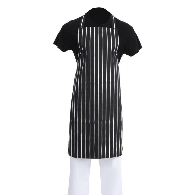 Tablier bavette Whites rayé noir et blanc A935 Whites Chefs Clothing