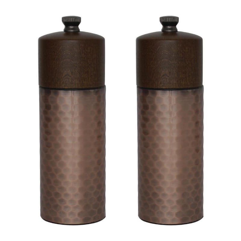 Set moulins à sel et poivre en bois et cuivre Olympia 150mm  CR689 Olympia