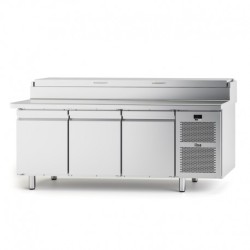 TABLE DE PRÉPARATION PIZZA POUR 10 BACS GN 1/4 - 3 PORTES PLEINES - POSITIVE -2/+8°C TPZC3 FURNOTEL