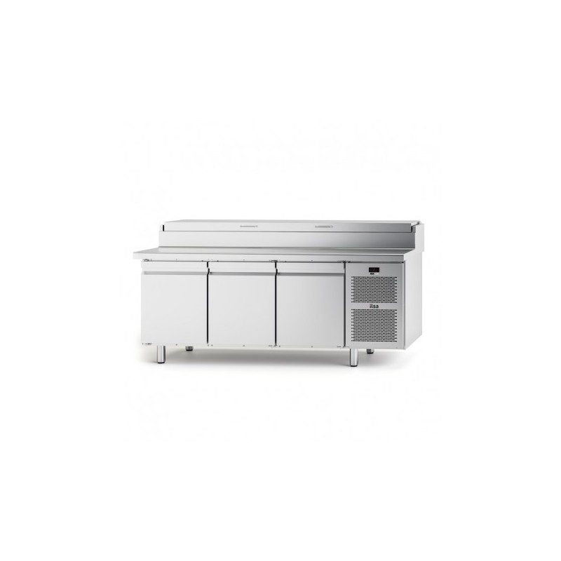 TABLE DE PRÉPARATION PIZZA POUR 10 BACS GN 1/4 - 3 PORTES PLEINES - POSITIVE -2/+8°C TPZC3 FURNOTEL