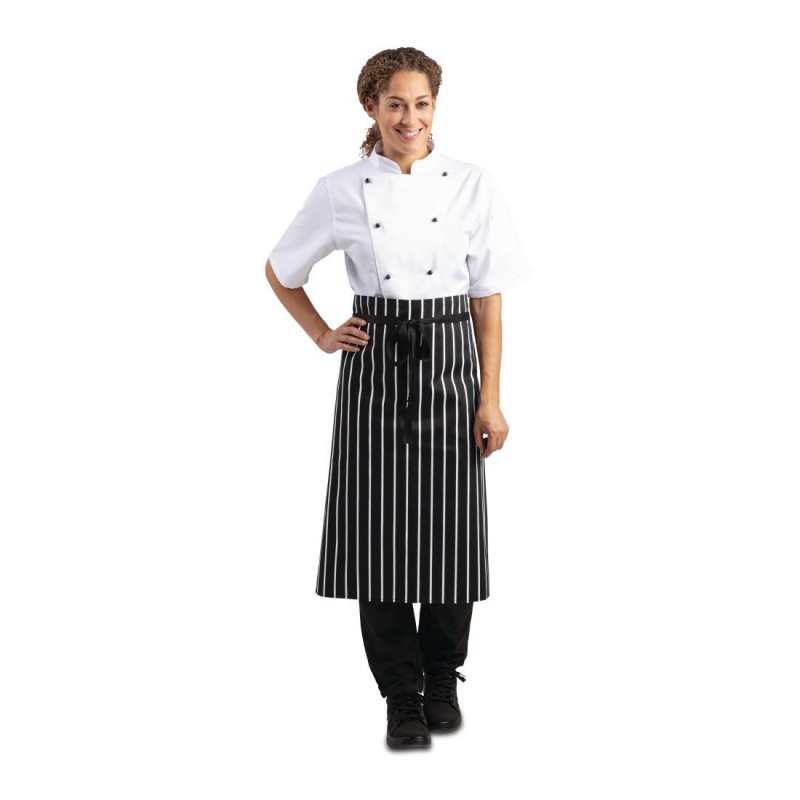 Tablier de cuisine Whites rayé blanc et noir A938 Whites Chefs Clothing Tablier de cuisine Whites rayé blanc et noir A938 Whites Chefs Clothing