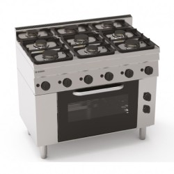 FOURNEAU 6 FEUX  GAZ SUR FOUR  ÉLECTRIQUE + PLACARD - GAMME 600 PF105G6 FURNOTEL