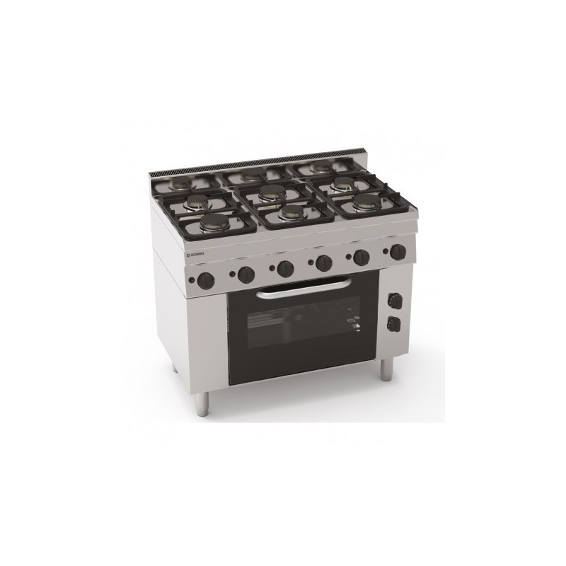 FOURNEAU 6 FEUX  GAZ SUR FOUR  ÉLECTRIQUE + PLACARD - GAMME 600 PF105G6 FURNOTEL