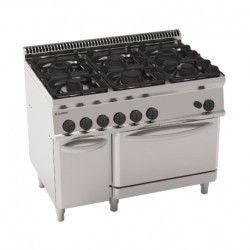 FOURNEAU 6 FEUX SUR FOUR GN2/1 + PLACARD PF105GG7 FURNOTEL
