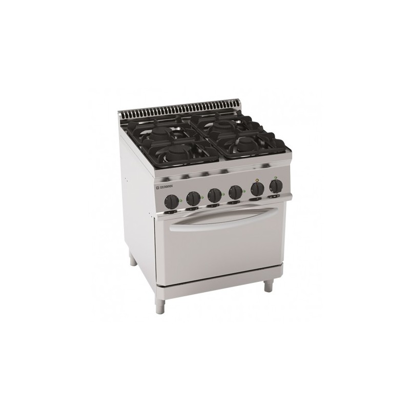 FOURNEAU 4 FEUX SUR FOUR ÉLECTRIQUE GN 2/1 PF70G7 FURNOTEL