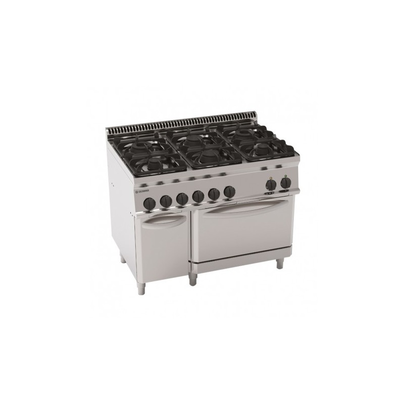 FOURNEAU 6 FEUX SUR FOUR ELEC GN 2/1 + PLACARD PF105G7 FURNOTEL