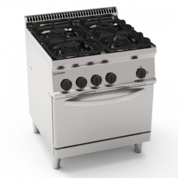FOURNEAU 4 FEUX SUR FOUR ÉLECTRIQUE GN1/1 PF70V7 FURNOTEL