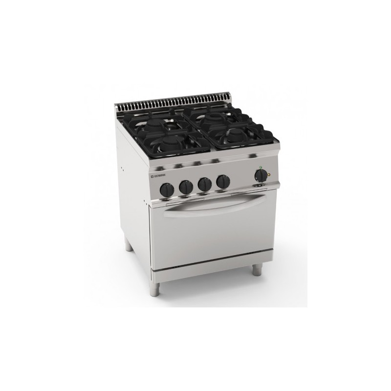 FOURNEAU 4 FEUX SUR FOUR ÉLECTRIQUE GN1/1 PF70V7 FURNOTEL